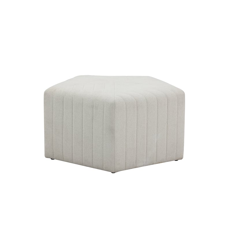 Lifestyle Solutions Gardner Ottoman in White Fabric Upholstery