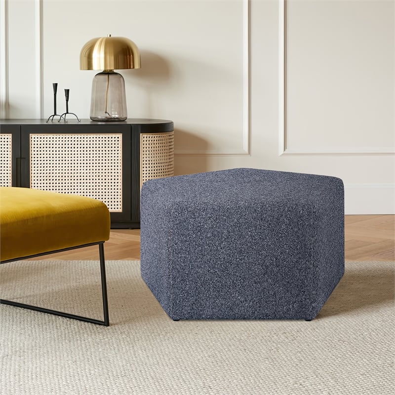 Lifestyle Solutions Gardner Ottoman in Blue Fabric Upholstery