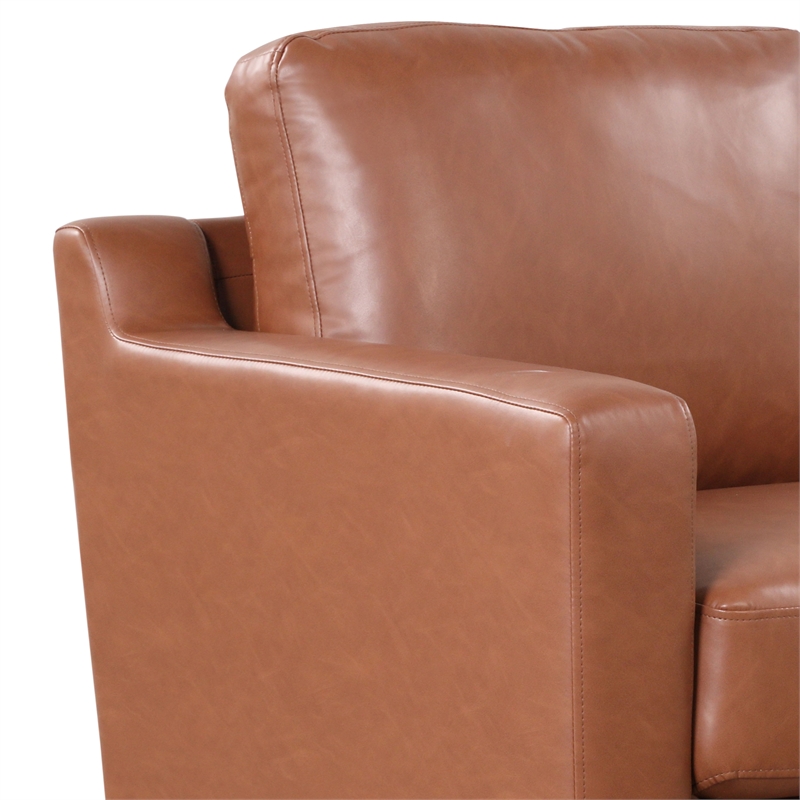 Serta Finley Stationary Sofa in Brown Faux Leather Upholstery