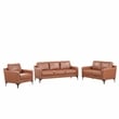 Serta Finley Stationary Sofa in Brown Faux Leather Upholstery