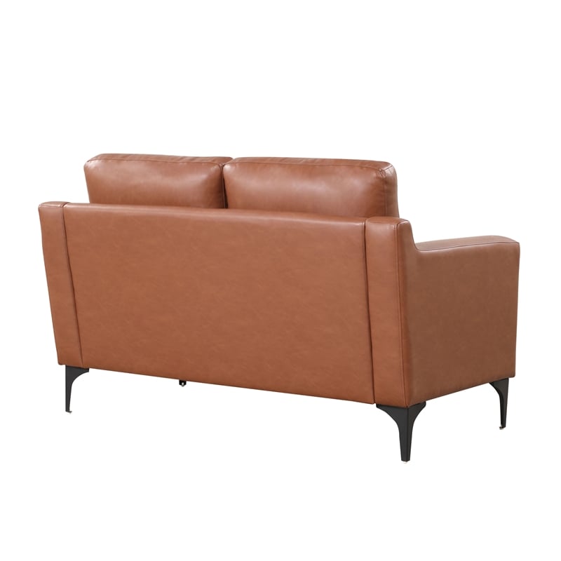 Serta Finley Stationary Loveseat in Brown Faux Leather Upholstery