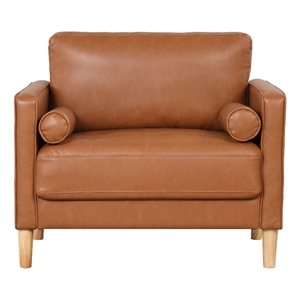 Lifestyle Solutions Jareth Arm Chair in Caramel Brown Faux Leather Upholstery