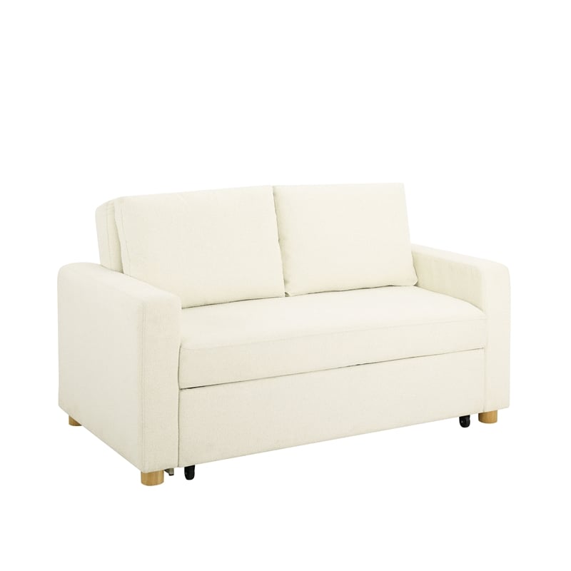 Serta Tacoma Convertible Sofa in Ivory Fabric Upholstery