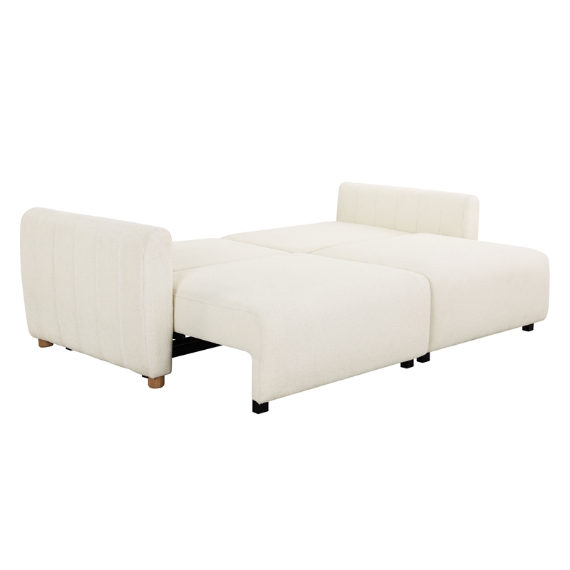 Serta Garland Convertible Sofa in Ivory Fabric Upholstery