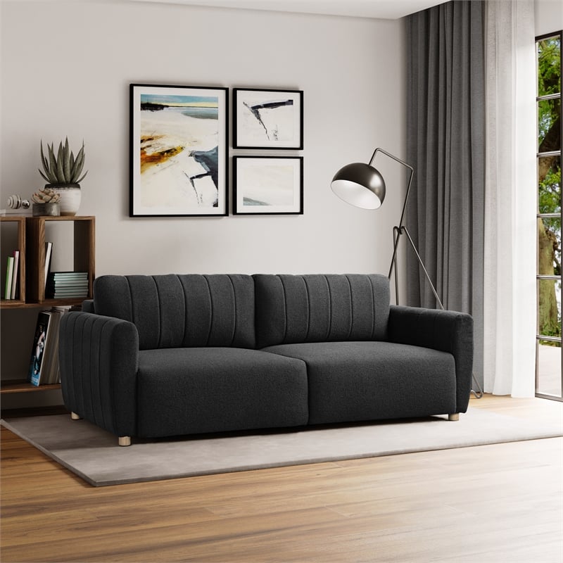 Serta Garland Convertible Sofa in Charcoal Gray Fabric Upholstery
