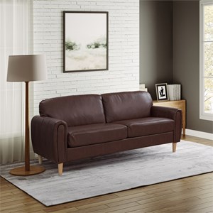 Serta Dublin Stationary Sofa in Brown Fabric Upholstery