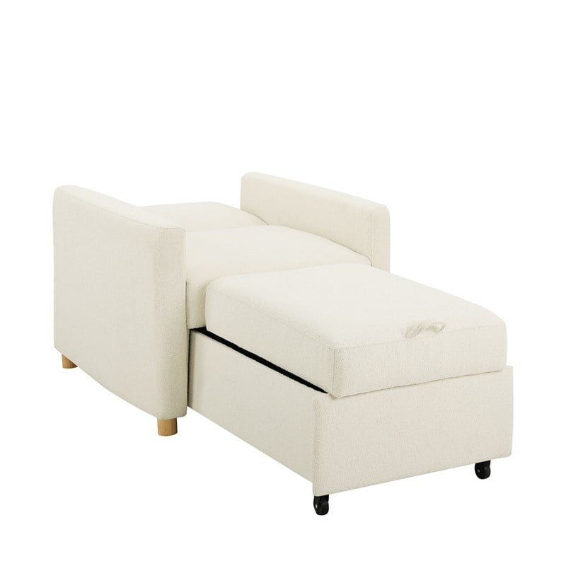 Serta Chandler Convertible Chair in Ivory Fabric Upholstery