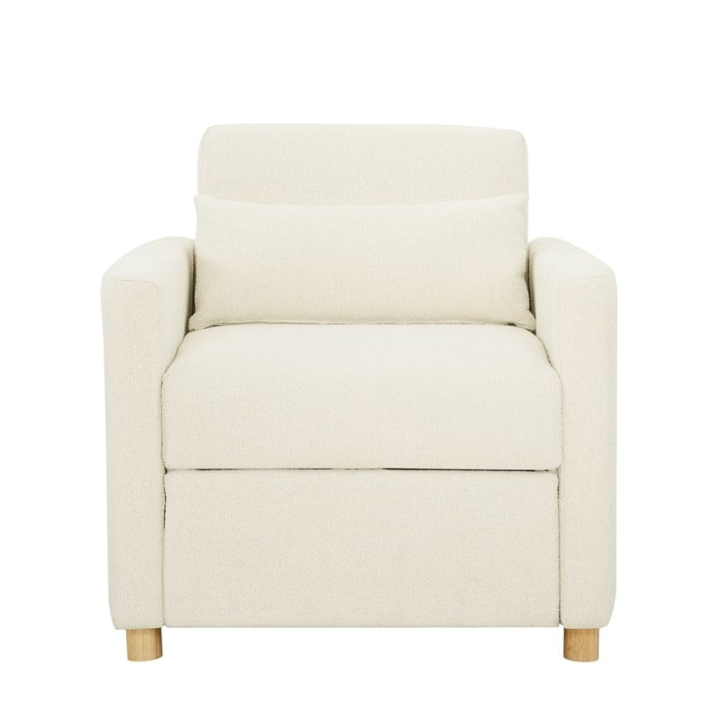 Serta Chandler Convertible Chair in Ivory Fabric Upholstery