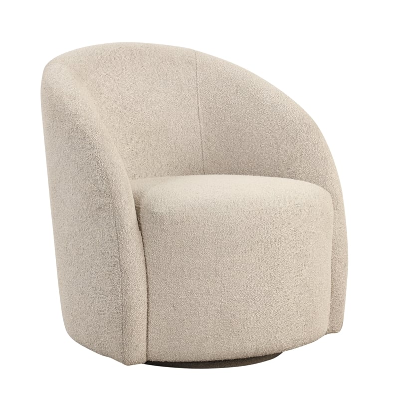Lifestyle Solutions Boston Swivel Accent Chair in Khaki Beige Fabric Upholstery