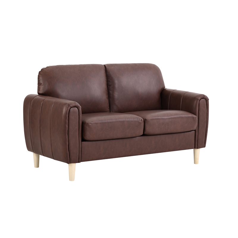 Serta Dublin Stationary Loveseat in Brown Fabric Upholstery