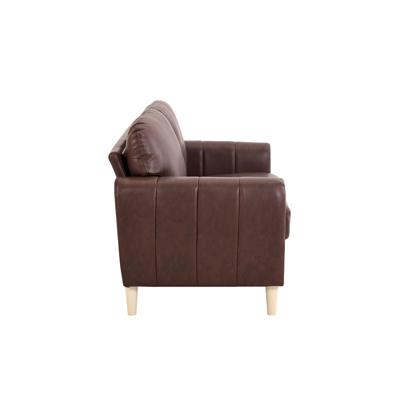 Serta Dublin Stationary Loveseat in Brown Fabric Upholstery