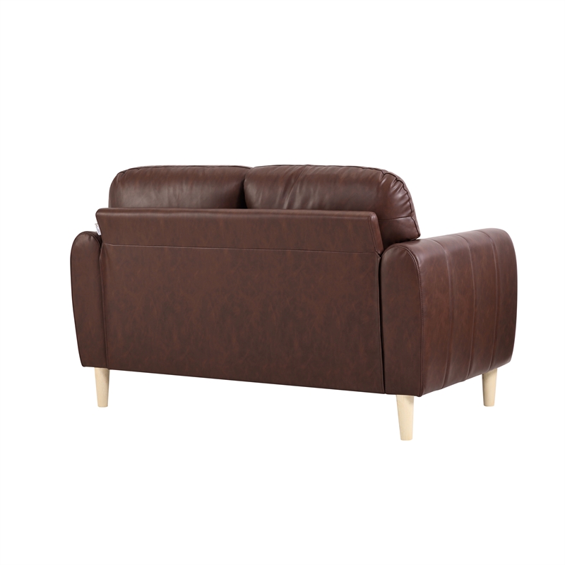 Serta Dublin Stationary Loveseat in Brown Fabric Upholstery