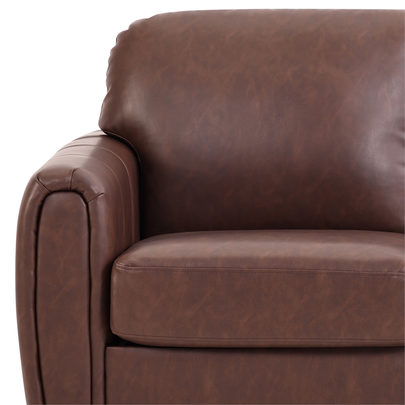 Serta Dublin Stationary Loveseat in Brown Fabric Upholstery