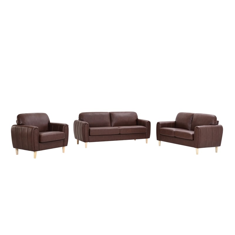 Serta Dublin Stationary Loveseat in Brown Fabric Upholstery