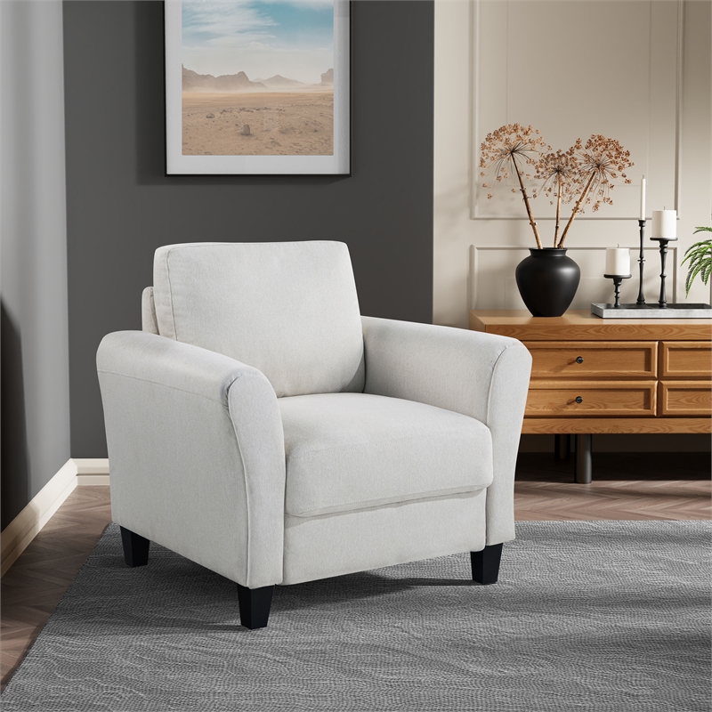 Lifestyle Solutions Mavrick Arm Chair in Cream Fabric Upholstery