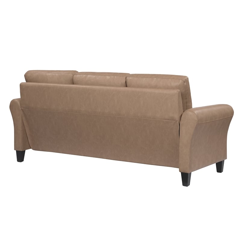 Lifestyle Solutions Mavrick Stationary Sofa in Light Brown Faux Leather