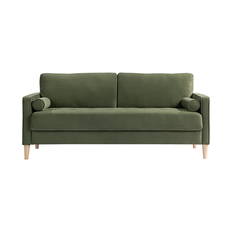 Lifestyle Solutions Jareth Stationary Sofa in Olive Fabric Upholstery