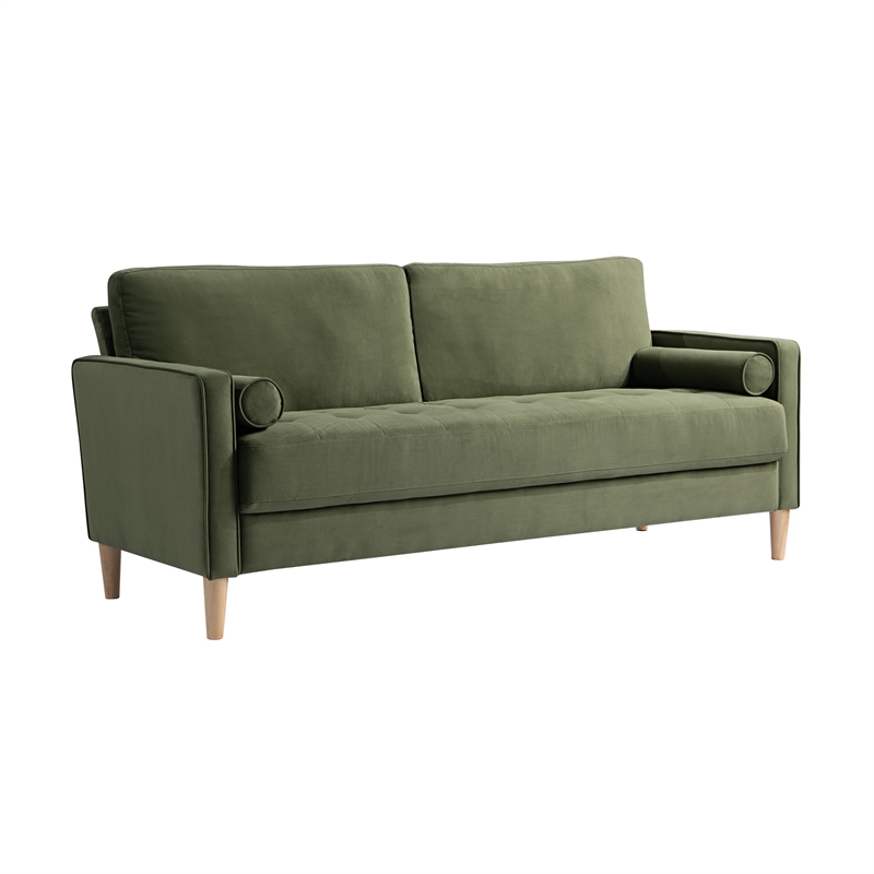 Lifestyle Solutions Jareth Stationary Sofa in Olive Fabric Upholstery