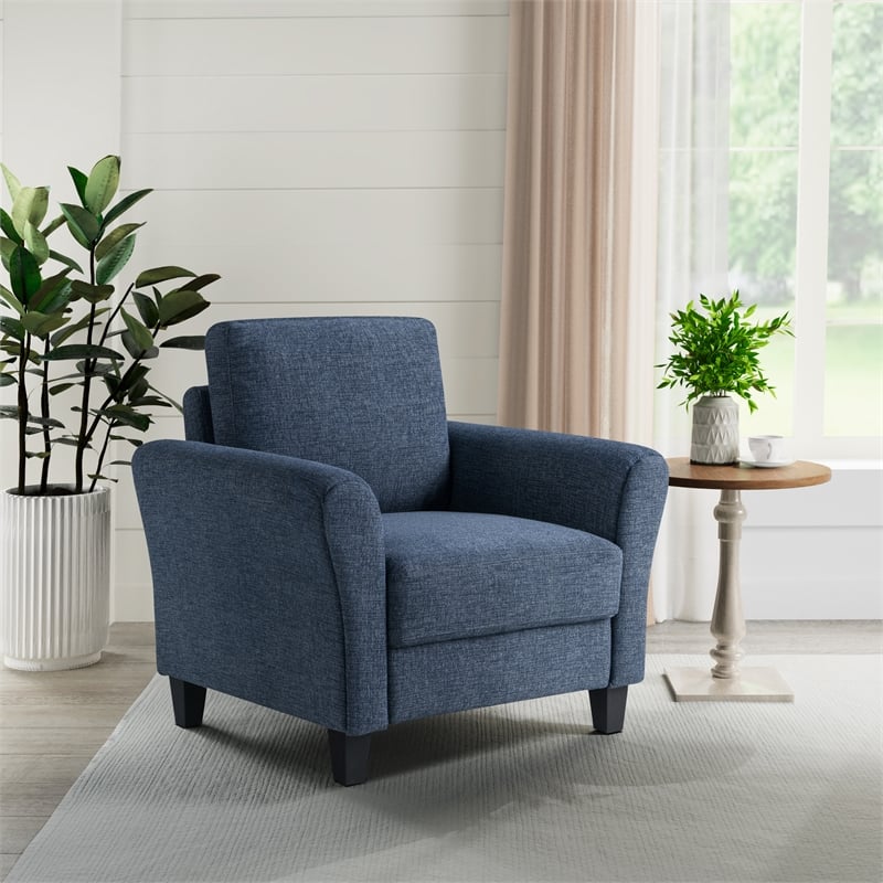 Lifestyle Solutions Mavrick Arm Chair in Blue Fabric Upholstery