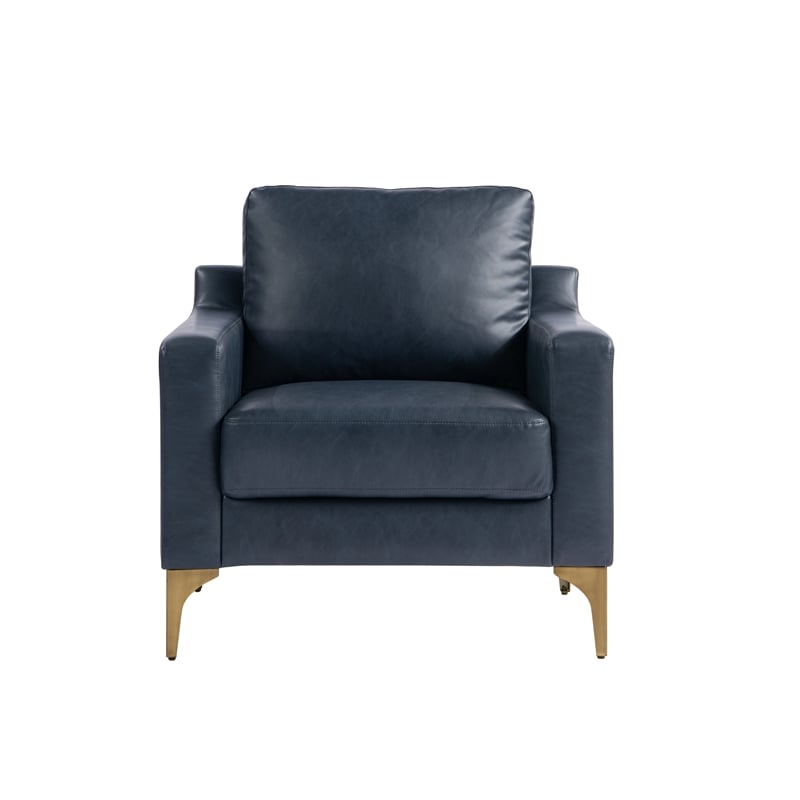 Serta Finley Stationary Arm Chair in Navy Blue Faux Leather Upholstery