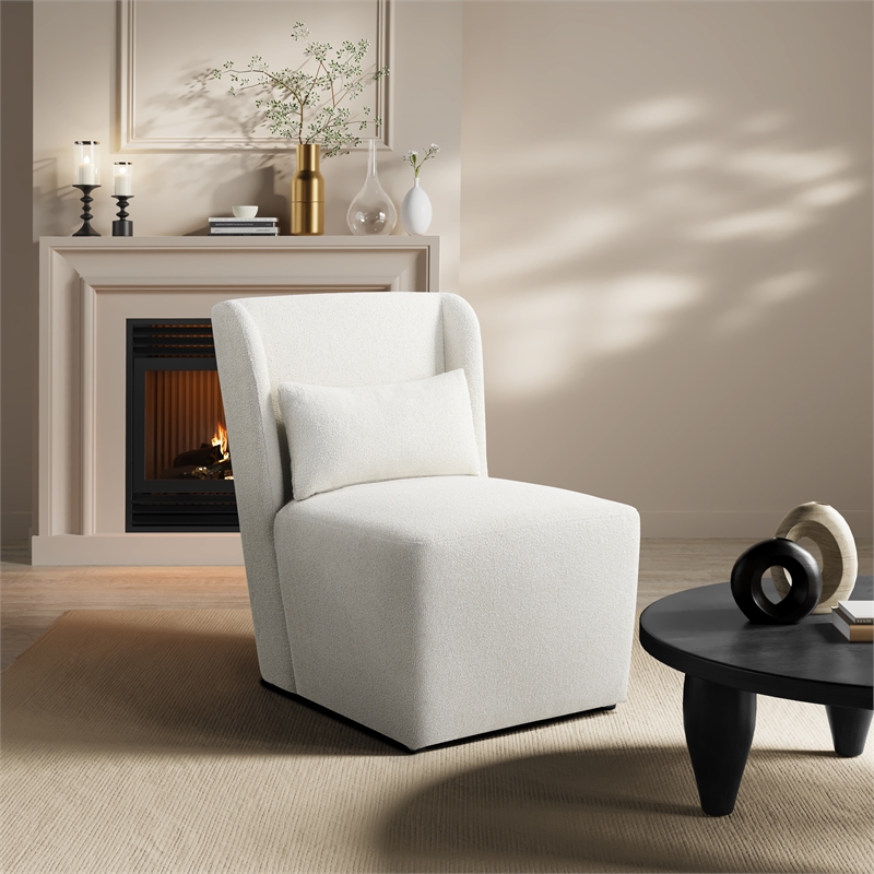 Lifestyle Solutions Elmway Accent Chair in Ivory Fabric Upholstery