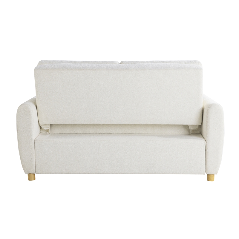 Serta Garnet Convertible Loveseat in Ivory Fabric Upholstery