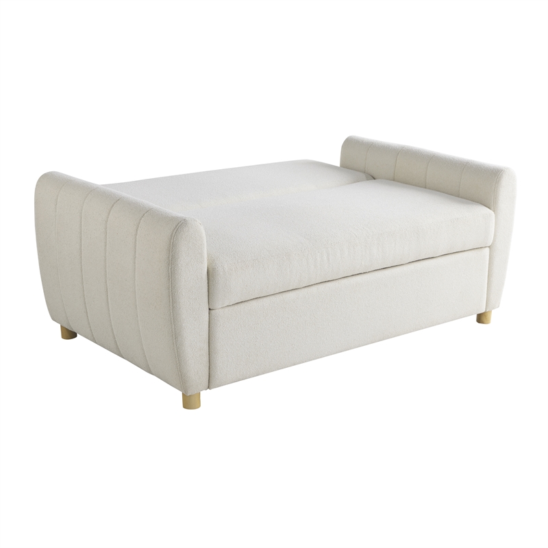 Serta Garnet Convertible Loveseat in Ivory Fabric Upholstery