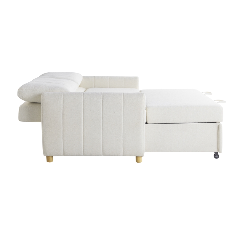 Serta Garnet Convertible Loveseat in Ivory Fabric Upholstery