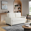Serta Garnet Convertible Loveseat in Ivory Fabric Upholstery