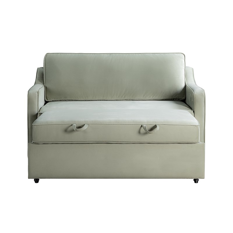 Serta Donovan Convertible Loveseat in Sage Green Fabric Upholstery