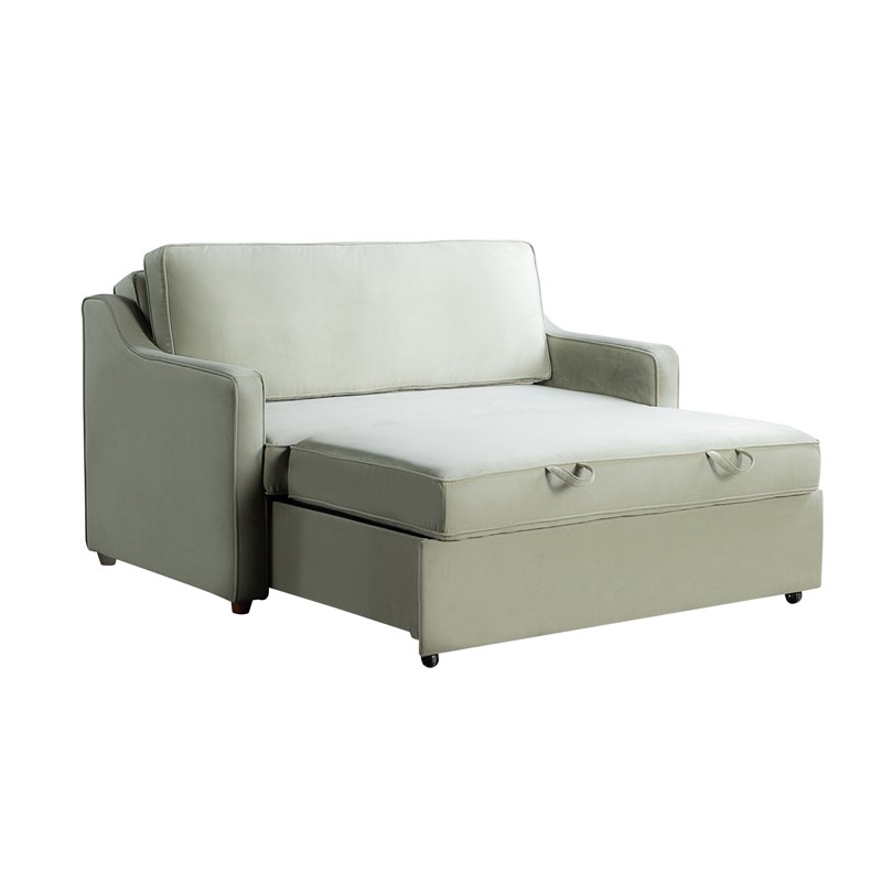 Serta Donovan Convertible Loveseat in Sage Green Fabric Upholstery