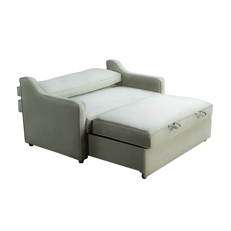 Serta Donovan Convertible Loveseat in Sage Green Fabric Upholstery