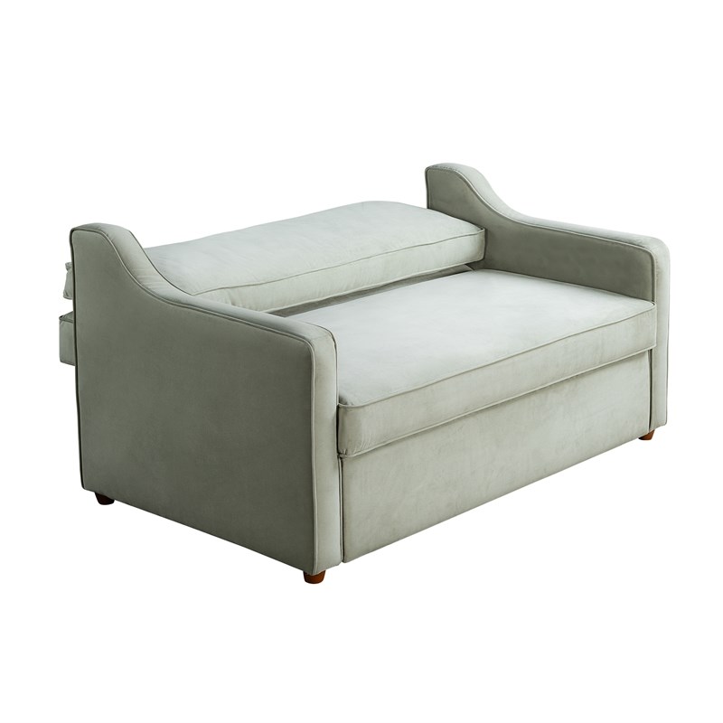 Serta Donovan Convertible Loveseat in Sage Green Fabric Upholstery