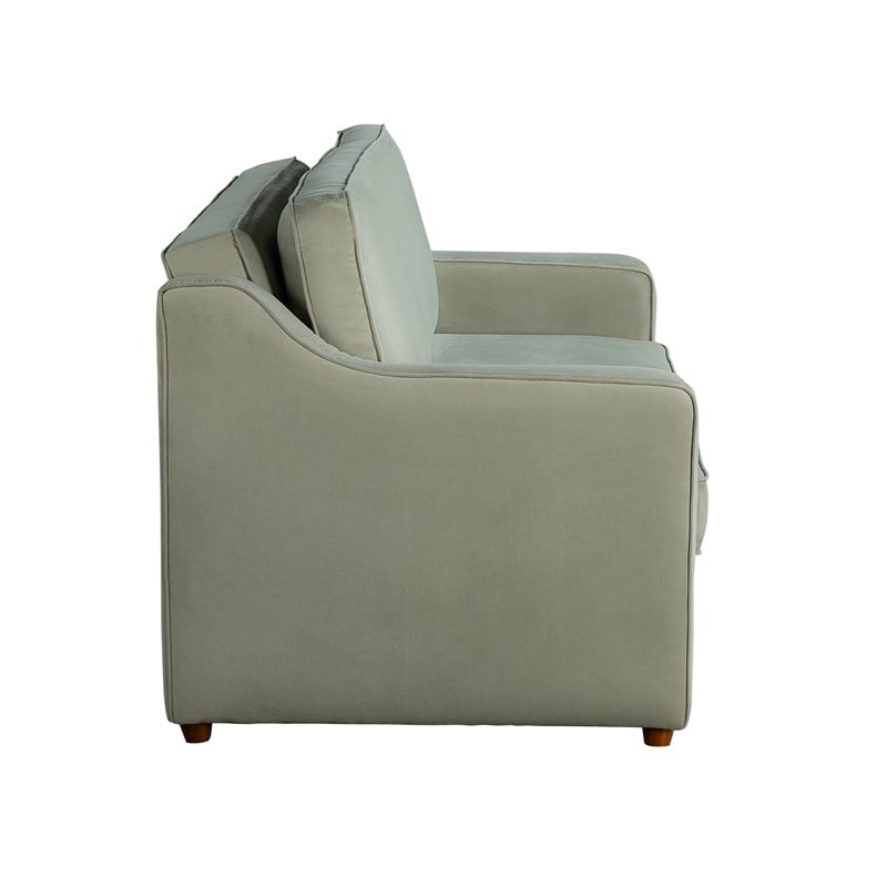 Serta Donovan Convertible Loveseat in Sage Green Fabric Upholstery