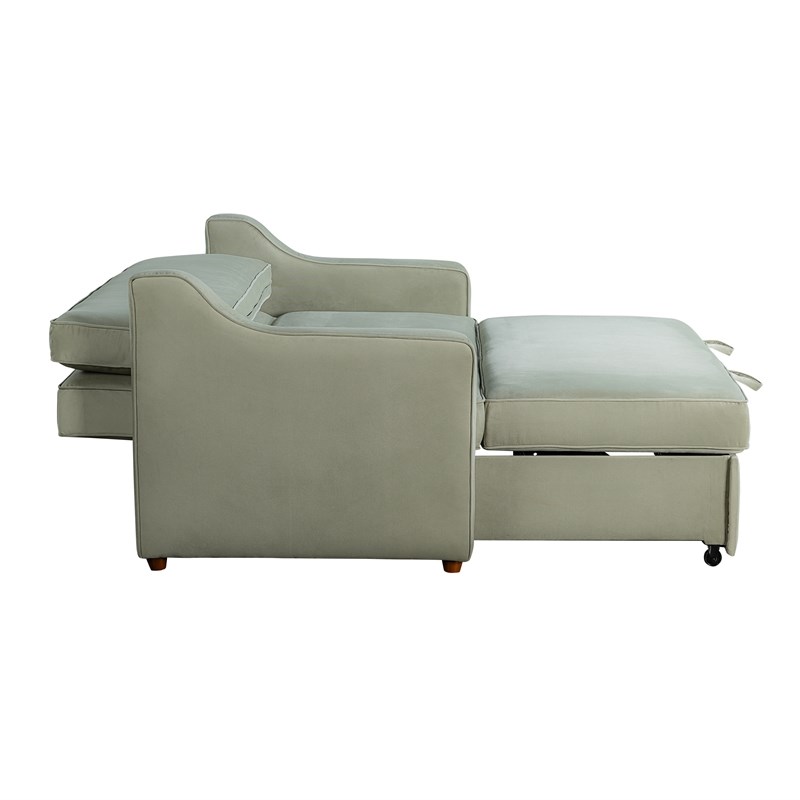Serta Donovan Convertible Loveseat in Sage Green Fabric Upholstery