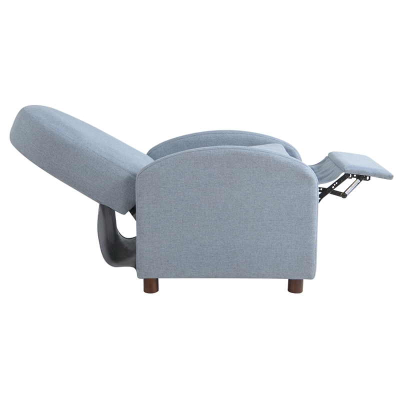Relax A Lounger Lacey Pushback Recliner Blue Polyester Fabric