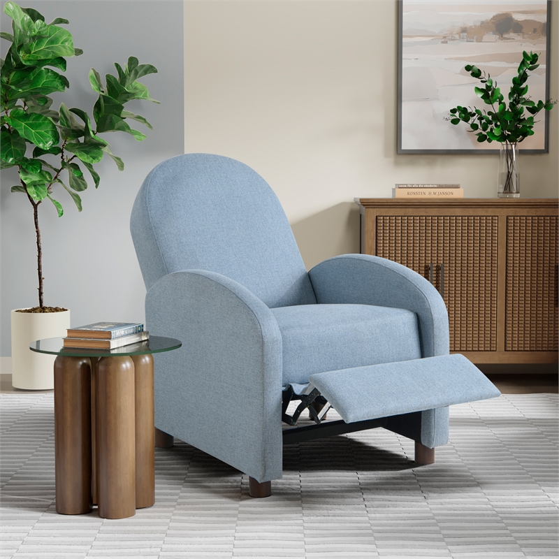 Relax A Lounger Lacey Pushback Recliner Blue Polyester Fabric