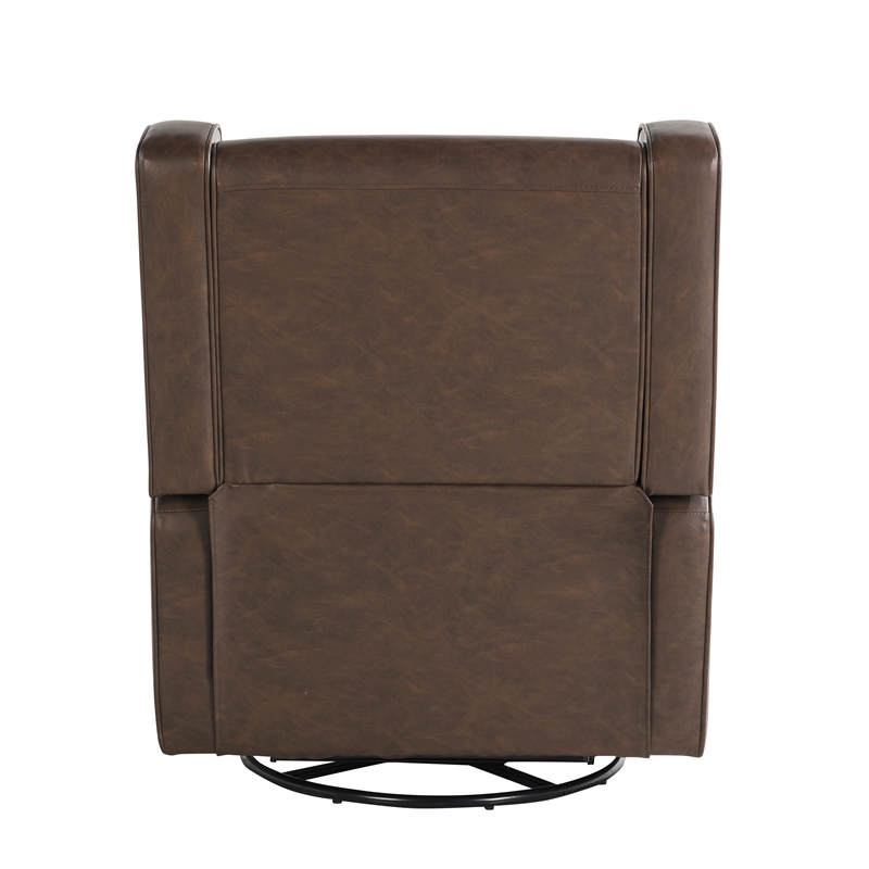Relax A Lounger Einsley Swivel Rocker Recliner in Brown Vegan Faux Leather