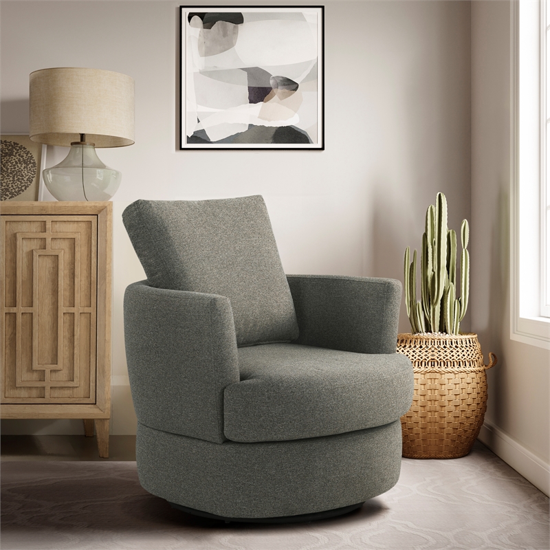 Studio Living Emily Swivel Accent Chair in Gray Polyester Fabric