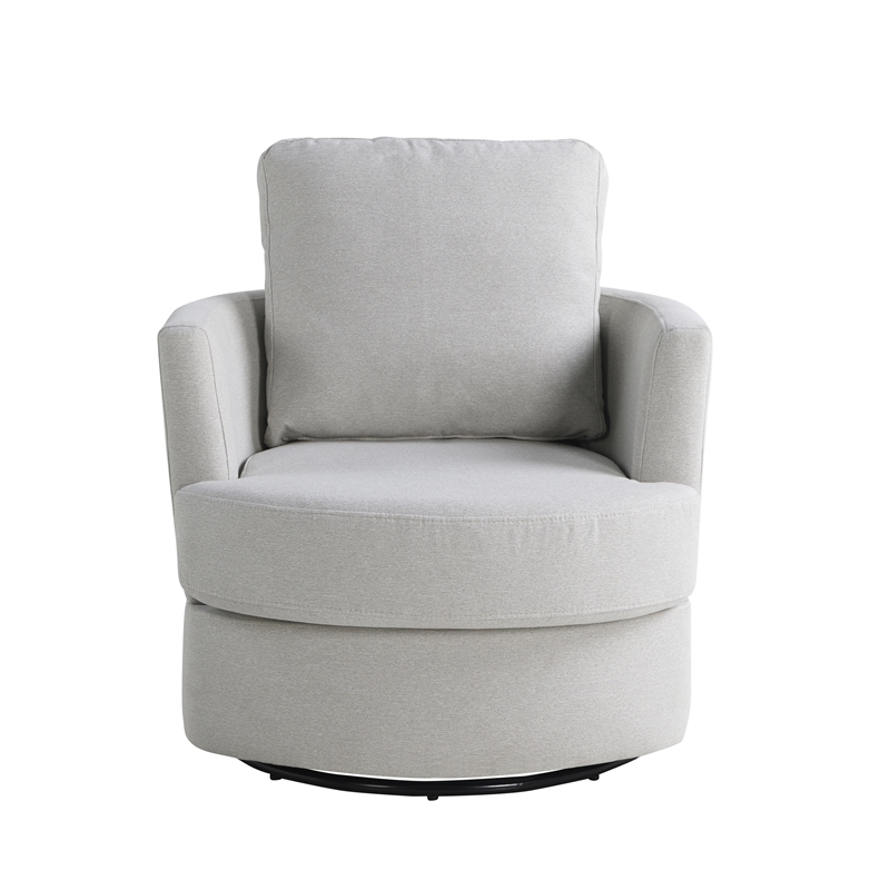Studio Living Emily Swivel Accent Chair in Ivory Polyester Fabric