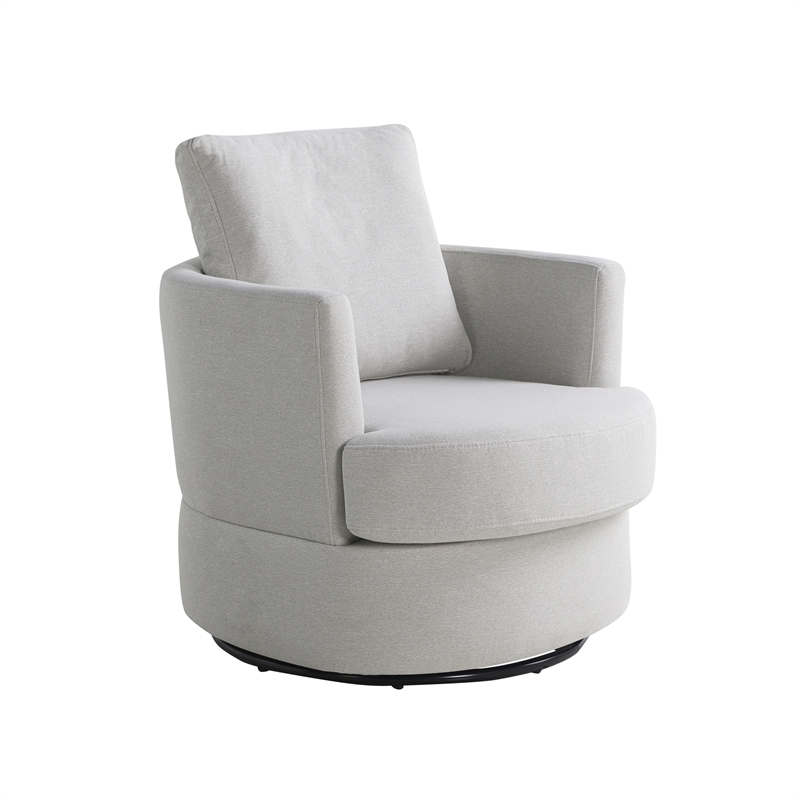 Studio Living Emily Swivel Accent Chair in Ivory Polyester Fabric