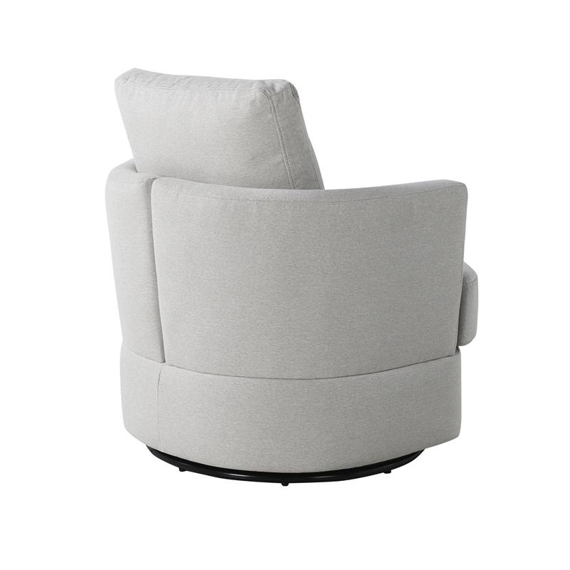 Studio Living Emily Swivel Accent Chair in Ivory Polyester Fabric