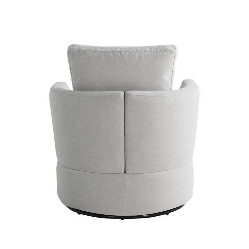 Studio Living Emily Swivel Accent Chair in Ivory Polyester Fabric