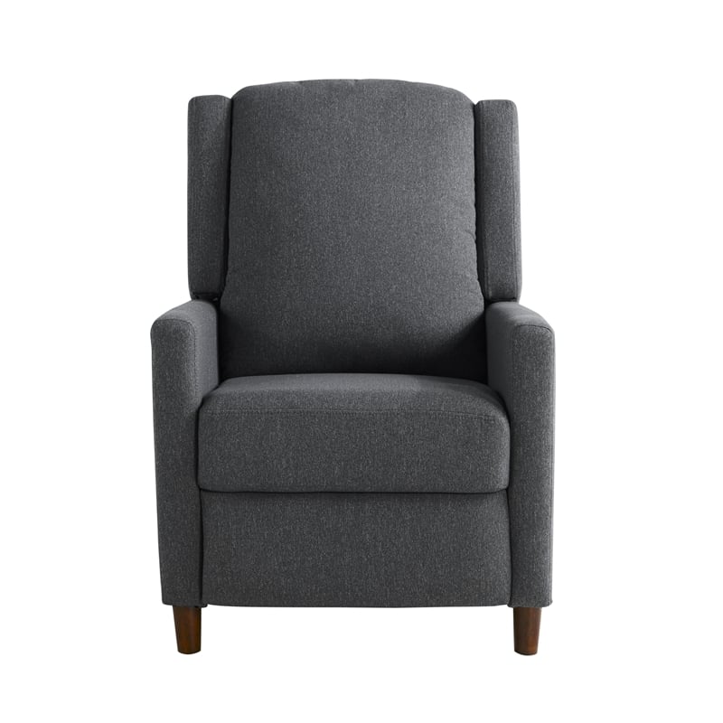 Relax A Lounger Clauson Pushback Recliner in Charcoal Polyester Fabric