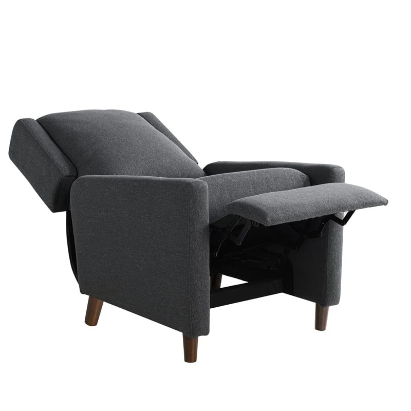Relax A Lounger Clauson Pushback Recliner in Charcoal Polyester Fabric
