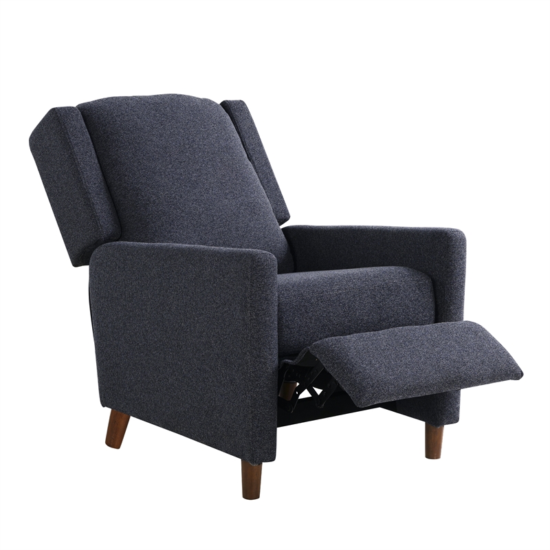 Relax A Lounger Clauson Pushback Recliner in Navy Polyester Fabric Upholstery
