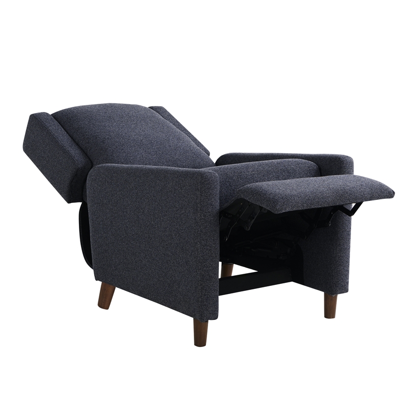 Relax A Lounger Clauson Pushback Recliner in Navy Polyester Fabric Upholstery