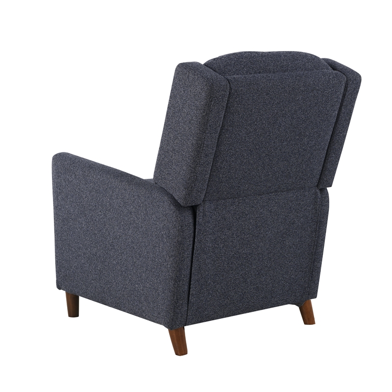 Relax A Lounger Clauson Pushback Recliner in Navy Polyester Fabric Upholstery