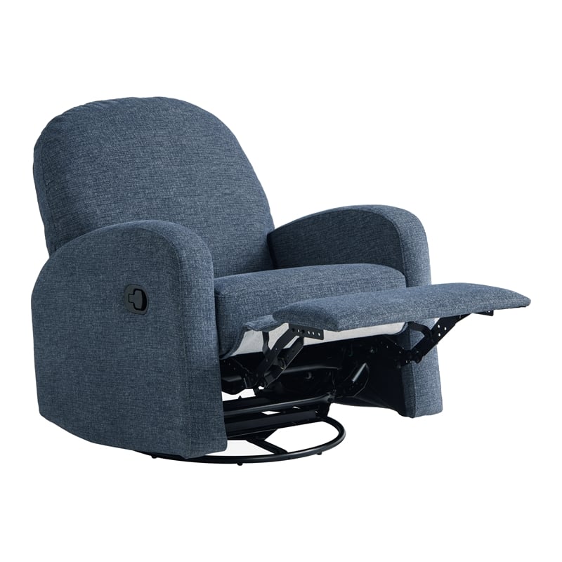 Relax A Lounger Parson Swivel Rocker Recliner in Blue Polyeseter Fabric