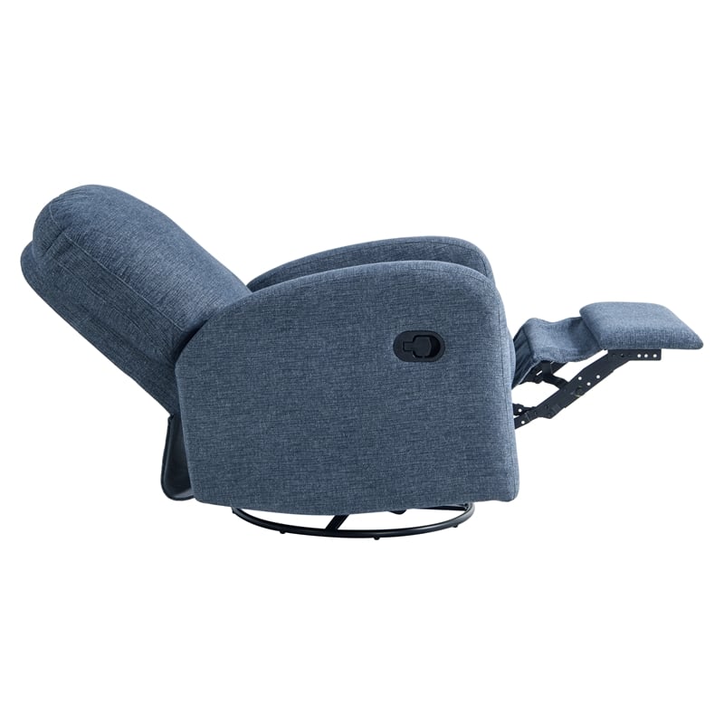 Relax A Lounger Parson Swivel Rocker Recliner in Blue Polyeseter Fabric
